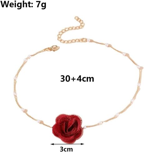Vintage Flower Choker Necklaces for Women Dainty Rose Chain Necklace Sexy Pearl Floral Statement Necklace Bridal Dancing Party Jewelry Accessories in Saudi Arabia