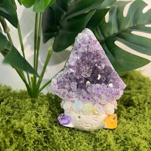 Amethyst Natural Crystal Pets and Healing Stones, Raw Rock Quartz with Cute Face, Crystal Buddies for Flower Pot, Table Decor, Gift, Daily Healing Ornament in Saudi Arabia