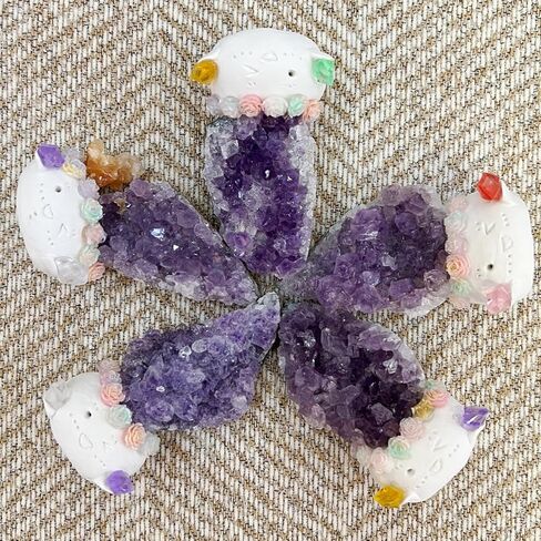 Amethyst Natural Crystal Pets and Healing Stones, Raw Rock Quartz with Cute Face, Crystal Buddies for Flower Pot, Table Decor, Gift, Daily Healing Ornament in Saudi Arabia