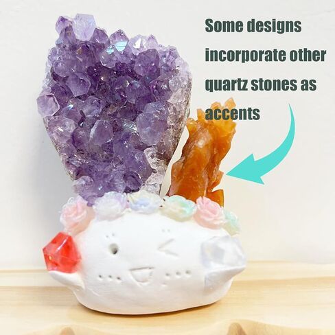 Amethyst Natural Crystal Pets and Healing Stones, Raw Rock Quartz with Cute Face, Crystal Buddies for Flower Pot, Table Decor, Gift, Daily Healing Ornament in Saudi Arabia