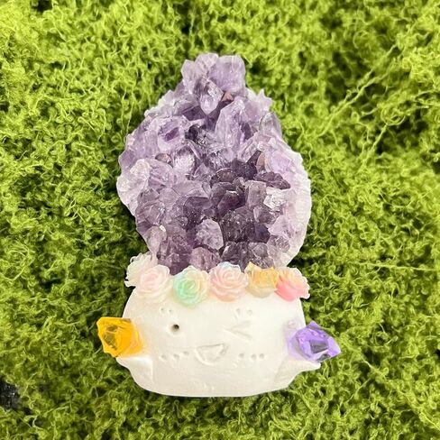 Amethyst Natural Crystal Pets and Healing Stones, Raw Rock Quartz with Cute Face, Crystal Buddies for Flower Pot, Table Decor, Gift, Daily Healing Ornament in Saudi Arabia