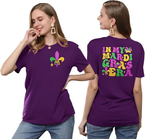 Mardi Gras Shirts Women Makeup Carnival T-Shirt Its Mardi Gras Yall Tee Shirt Mask Lily Graphic Casual Short Sleeve Tops in Saudi Arabia