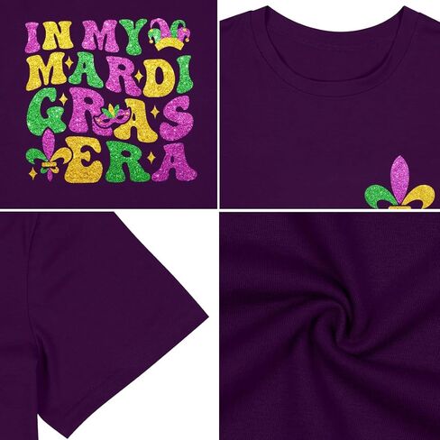 Mardi Gras Shirts Women Makeup Carnival T-Shirt Its Mardi Gras Yall Tee Shirt Mask Lily Graphic Casual Short Sleeve Tops in Saudi Arabia