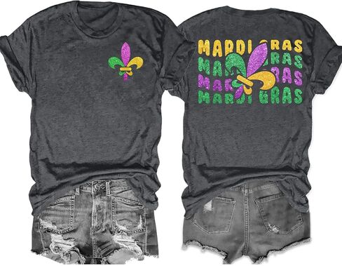 Mardi Gras Shirts Women Makeup Carnival T-Shirt Its Mardi Gras Yall Tee Shirt Mask Lily Graphic Casual Short Sleeve Tops in Saudi Arabia