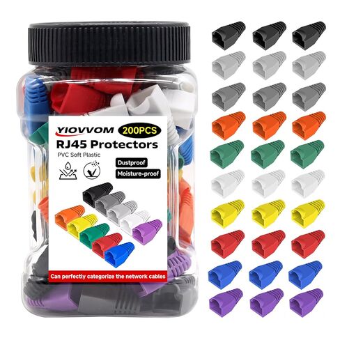 Ethernet RJ45 Cable Connector Soft Plastic Boots, Cover Strain Relief Boots, CAT5 CAT5E CAT6 CAT6E Ethernet Boots Dark Gray 200-PACK in Kuwait