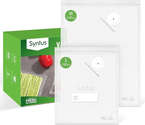 Syntus 60 Pcs Reusable Vacuum Sealer Bags for Food, S+M+L in Kuwait