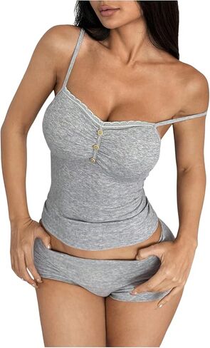 قميص قصير للسيدات من SweatyRocks مع حمالة صدر مدمجة وأزرار أمامية مضلعة وقميص كامي بدون أكمام in Saudi Arabia