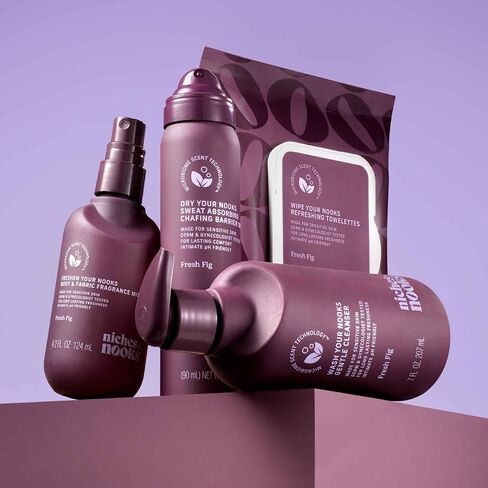 Niches & Nooks تنظف مناديل Nooks الأنثوية - تين طازج - مناديل حميمة متوازنة لدرجة الحموضة للنساء، نضارة يومية، تحييد الرائحة، رائحة نظيفة - 45 قطعة in Kuwait