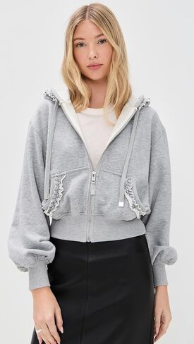 Cinq à Sept Women's Ruffle Rhinestone Heather Maddie Zip Up in Saudi Arabia