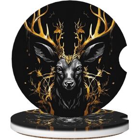 Absorbent Ceramic Car Coasters for Cup Holders, Black Leopard Cheetah Print Design 2.56" Anti Slip Universal Drink Cup Coasters for Women Men (2 Pack) in Saudi Arabia