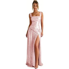 Sparkly Sequin Prom Dresses Long A Line Corset Formal Evening Gown with Slit in Kuwait