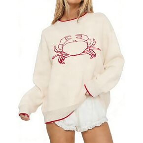 البلوزات الجرافيك للنساء جراد البحر الجرافيك البلوز محبوك سترة خمر Crewneck البلوز لطيف Y2k البلوز القمم in Kuwait