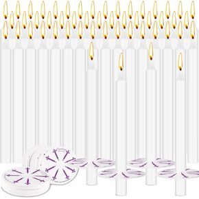 100 Pack 5 Inch White Taper Candles with Drip Protectors, Unscented Bulk Christmas Advent Church Candles for Spell Ritual, Prayer Altar Decor, Wicca Shabbat, Meditation Vigil Candle Holders in Saudi Arabia