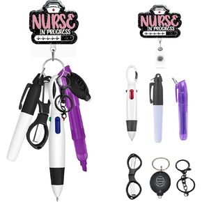 Nurse Pen Set, Retractable Badge Reels ID Clip with Ballpoint Pens, Highlighters, Permanent Markers Accessories for Nursing Nurses Student Gifts 7PCS in Saudi Arabia