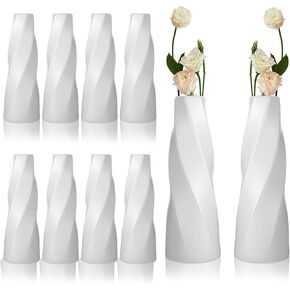 10 Pack Composite Plastic Flower Vase 8" Small Tall White Floral Vase Plastic Flower Vases for Centerpieces Unbreakable Vases for Wedding Dinner Table Party Office Living Room Bedroom Decor in Saudi Arabia