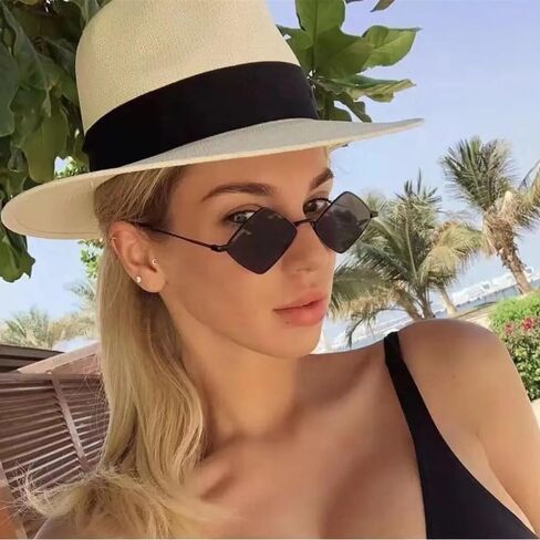 Women‘s Fashion Polygon Sunglasses Vintage Irregular Small Frame Rhombus Retro Sun Glasses Party Eyeglasses Eyewear in Saudi Arabia