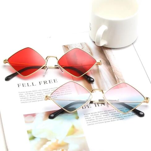 Women‘s Fashion Polygon Sunglasses Vintage Irregular Small Frame Rhombus Retro Sun Glasses Party Eyeglasses Eyewear in Saudi Arabia