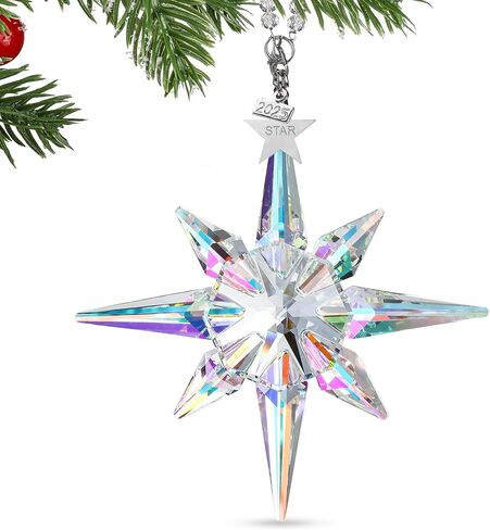 2025 Crystal Star Ornaments Glass Nativity Christmas Snowflake for Christmas Tree Hanging Pendant Colorful Crystal Sun Catcher Home Decor in Saudi Arabia