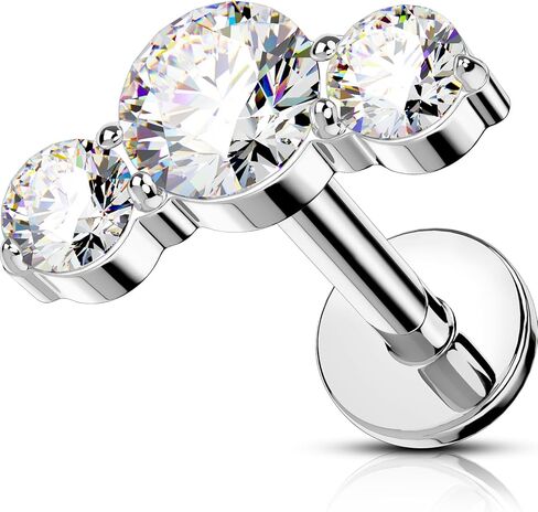 OUFER غضروف هيليكس حلق ترصيع، 316L الفولاذ المقاوم للصدأ 16G الفضة الذهب دفع في قرط غضروف بدون خيوط ظهر مسطح مع تشيكوسلوفاكيا، حلقات لابريت الشفاه للنساء والرجال in Saudi Arabia