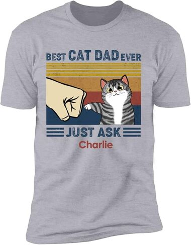 NAZENTI Personalized Best Cat Dad Ever Just Ask Shirt, Custom Dad Cat Name Shirt, Fathers Day Birthday Gift for Men, S-4XL in Saudi Arabia