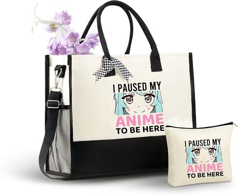 InnoBeta Anime Gifts for Women Canvas Tote Bag, Anime Gifts Tote with Top Zipper Closure and Shoulder Strap for Birthday, Mother's Day, Christmas in Saudi Arabia