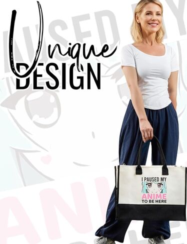 InnoBeta Anime Gifts for Women Canvas Tote Bag, Anime Gifts Tote with Top Zipper Closure and Shoulder Strap for Birthday, Mother's Day, Christmas in Saudi Arabia