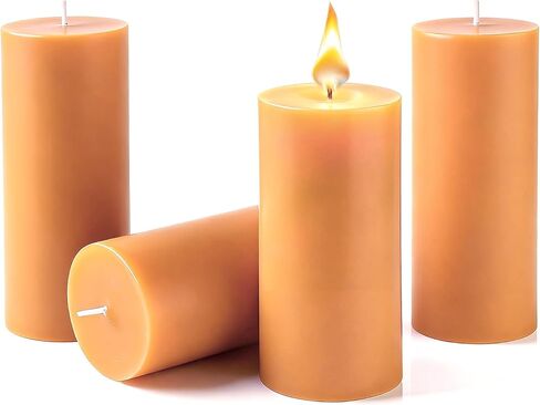 Natural Beeswax Candles 4 Packs, 100% Pure Beeswax Pillar Candles with 140 Hours Long Burning Time, Organic Bee Wax Candle for Home, Paryer, Parties Smokeless & Dripless, 2x4 inch in Saudi Arabia
