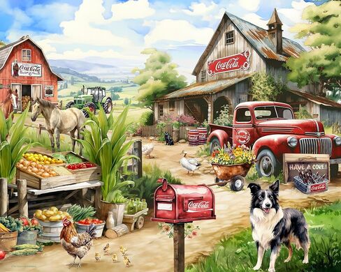 Springbok Country Farm Life 1000 Piece Jigsaw Puzzle for Adults - Enjoy a Trip to The Farm with This Idealic Image by Artist Carie Musick of Springbok Studios in Kuwait