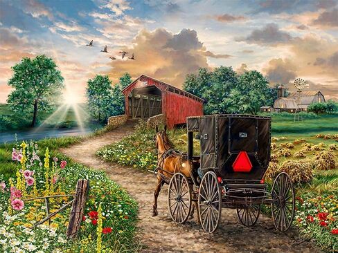 Springbok Country Farm Life 1000 Piece Jigsaw Puzzle for Adults - Enjoy a Trip to The Farm with This Idealic Image by Artist Carie Musick of Springbok Studios in Kuwait