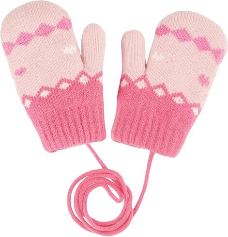 Kids-Warm-Knit Mittens - Girls-Winter Outdoor-Thickened Cold-Weather Wool Toddlers Ski Gloves For 3-5 Years in Saudi Arabia