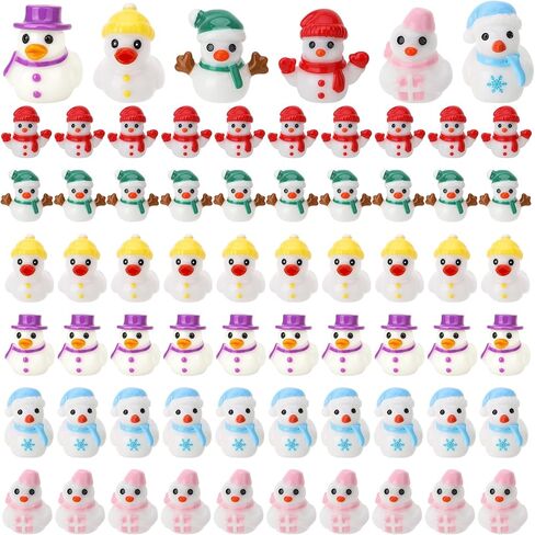 60 Pcs Mini Resin Ducks Winter Mini Snowman Duck Miniature Tiny Resin Figurine for Xmas Winter Party Stocking Fillers in Saudi Arabia