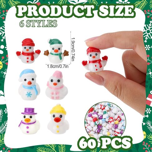 60 Pcs Mini Resin Ducks Winter Mini Snowman Duck Miniature Tiny Resin Figurine for Xmas Winter Party Stocking Fillers in Saudi Arabia