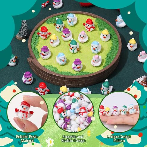 60 Pcs Mini Resin Ducks Winter Mini Snowman Duck Miniature Tiny Resin Figurine for Xmas Winter Party Stocking Fillers in Saudi Arabia