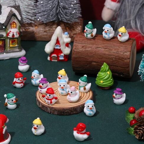 60 Pcs Mini Resin Ducks Winter Mini Snowman Duck Miniature Tiny Resin Figurine for Xmas Winter Party Stocking Fillers in Saudi Arabia