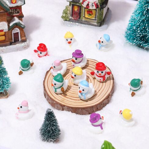 60 Pcs Mini Resin Ducks Winter Mini Snowman Duck Miniature Tiny Resin Figurine for Xmas Winter Party Stocking Fillers in Saudi Arabia