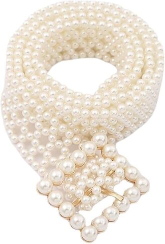 أحزمة اللؤلؤ للنساء، حزام لؤلؤ الزفاف، حزام خصر من حجر الراين الكريستالي الأبيض المطرز لفستان الزفاف الرسمي in Kuwait