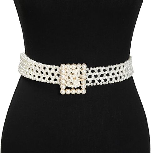 أحزمة اللؤلؤ للنساء، حزام لؤلؤ الزفاف، حزام خصر من حجر الراين الكريستالي الأبيض المطرز لفستان الزفاف الرسمي in Kuwait