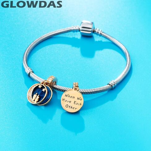 Rose Gold Couple Lover on Crescent Moon Pendant Charms, fit Pandora Valentines Bracelet, Sterling Silver Wife/Husband Under Starry Night Sky Beads, Gift for Birthday Anniversary in Saudi Arabia