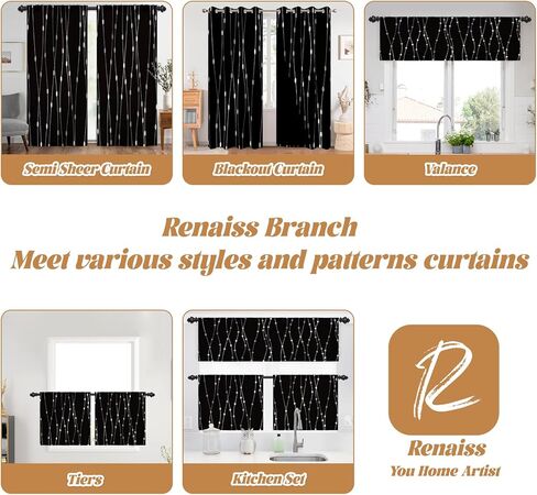 Renaiss 42 x 18 Inch Black Kitchen Valance for Windows Silver Wave Dot Linen Curtains for Small Windows Rod Pocket Light Filtering Curtain for Living Room Bedroom Bathroom Linen Window Drapes in Saudi Arabia
