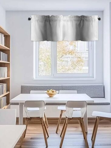 Valance Curtain White Gray Gradient 2 Small Window Curtain Light Filtering Valance for Living Room Bedoom 3 Inch Rod Pocket Window Valance 42" x 12"L in Saudi Arabia