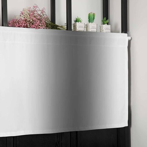 Valance Curtain White Gray Gradient 2 Small Window Curtain Light Filtering Valance for Living Room Bedoom 3 Inch Rod Pocket Window Valance 42" x 12"L in Saudi Arabia