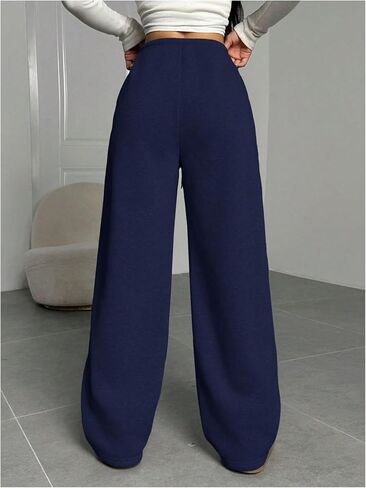 Women's Wide Leg Baggy Sweatpants Drawstring Waist Loose Sweat Pants Streetwear in Saudi Arabia