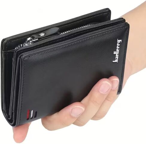 1 قطعة رجال الأعمال الرجعية محفظة قصيرة متعددة فتحة بطاقة بولي Leather الجلود مشبك سستة حامل بطاقة البنك in Saudi Arabia