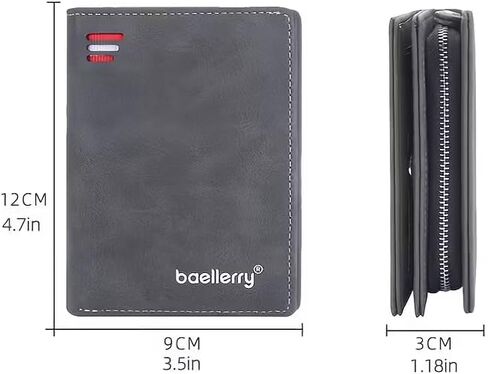 1 قطعة رجال الأعمال الرجعية محفظة قصيرة متعددة فتحة بطاقة بولي Leather الجلود مشبك سستة حامل بطاقة البنك in Saudi Arabia