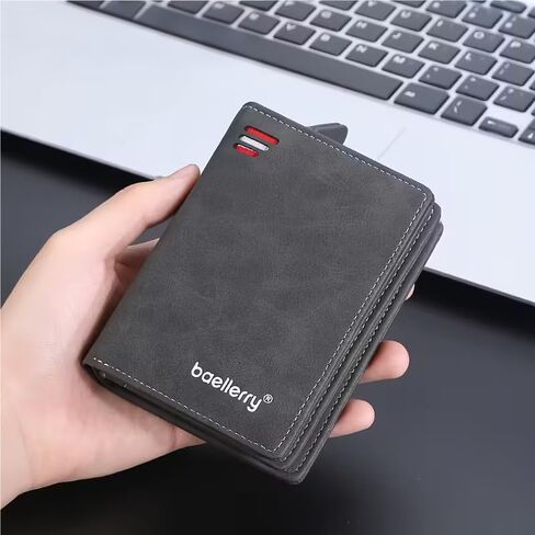 1 قطعة رجال الأعمال الرجعية محفظة قصيرة متعددة فتحة بطاقة بولي Leather الجلود مشبك سستة حامل بطاقة البنك in Saudi Arabia