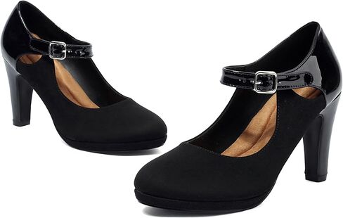 Elerhythm Women's Mary Jane Heels Retro Closed Round Toe Suede Ankle Strap Pumps Vintage Shoes in Saudi Arabia