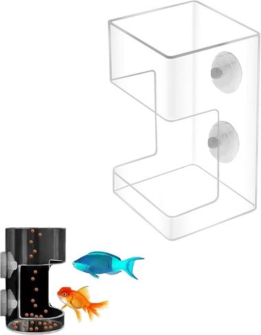 2 Pcs Aquarium Fish Tank Feeding Tray with Suction Cup, Acrylic Feeding Tube Fish Food Holder, Tank Divider Supplies, Breeder Box for Aquarium Accessories in Kuwait