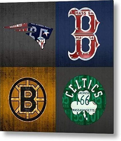 Massachusetts License Plate Art Patriots Red Sox Bruins Celtics Retro Metal Tin Sign Plaque for Cafe Beer Club Wall Home Decor 12x12 Inches in Saudi Arabia