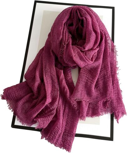 Cotton Blend Vintage Soft Scarf With Fringed Edges,linen scarf,shawl，travel scarf in Saudi Arabia