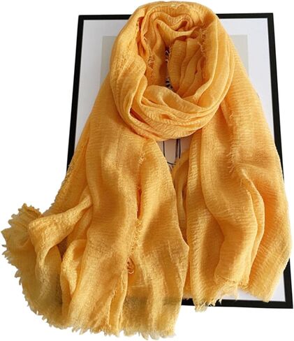 Cotton Blend Vintage Soft Scarf With Fringed Edges,linen scarf,shawl，travel scarf in Saudi Arabia
